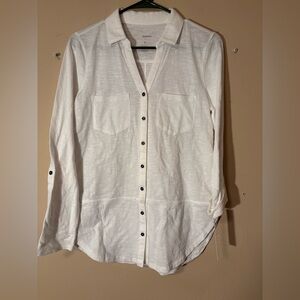 Sonoma White Casual Button-Down Shirt